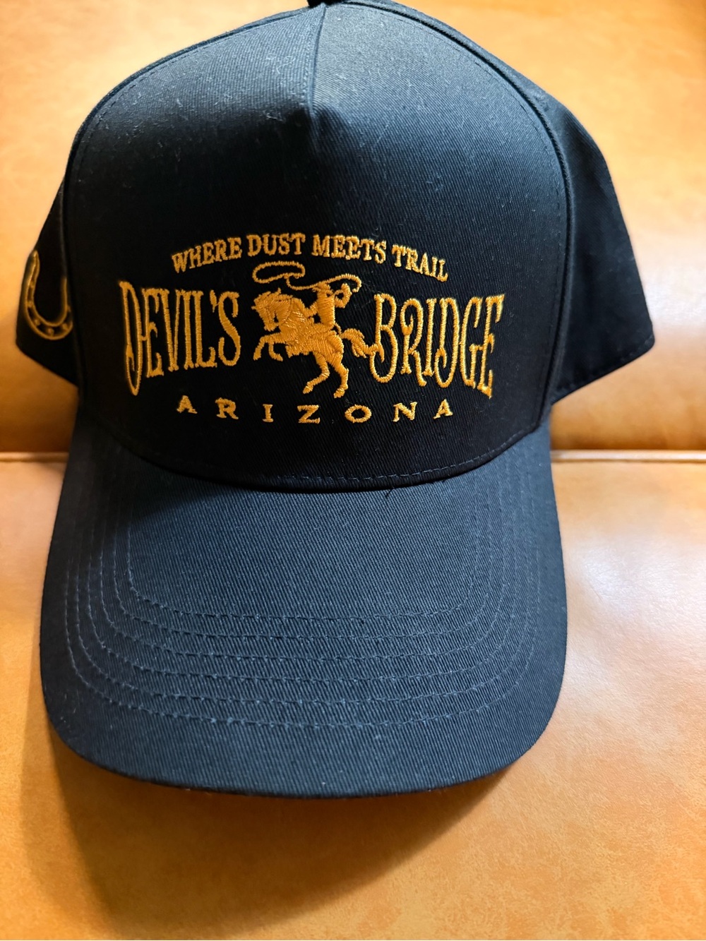 Abercrombie Devil's Bridge Arizona Black and Gold Embroidered Baseball Cap